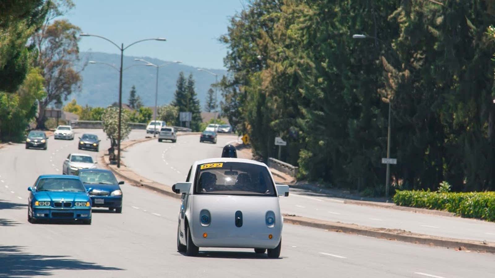 There’s a Toyota right behind that Google self-driving car.