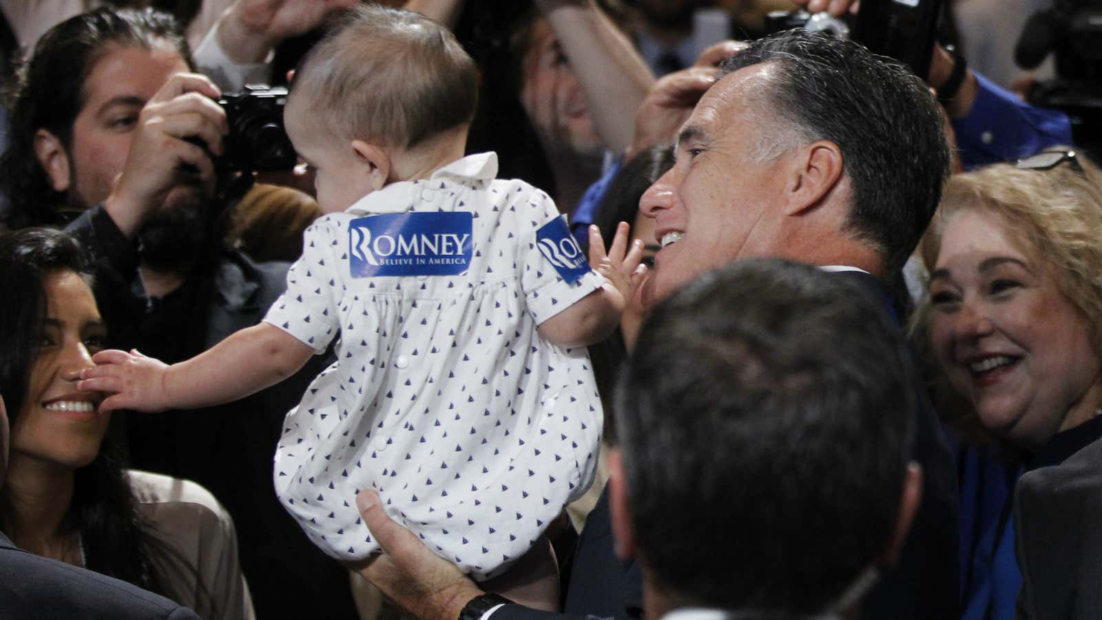 Policy over pictures: Mitt Romney campaigns at a Latino conference in Florida. The Republican Party’s hard line against immigration turned off voters.