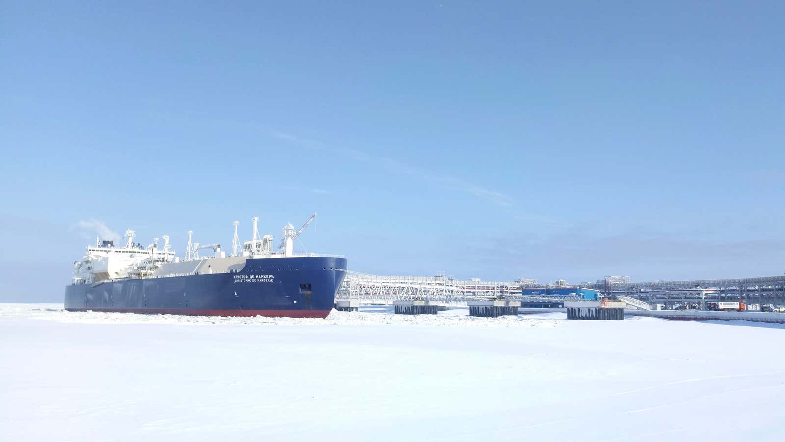 The Christophe de Margerie tanker in Sabetta, Russia.
