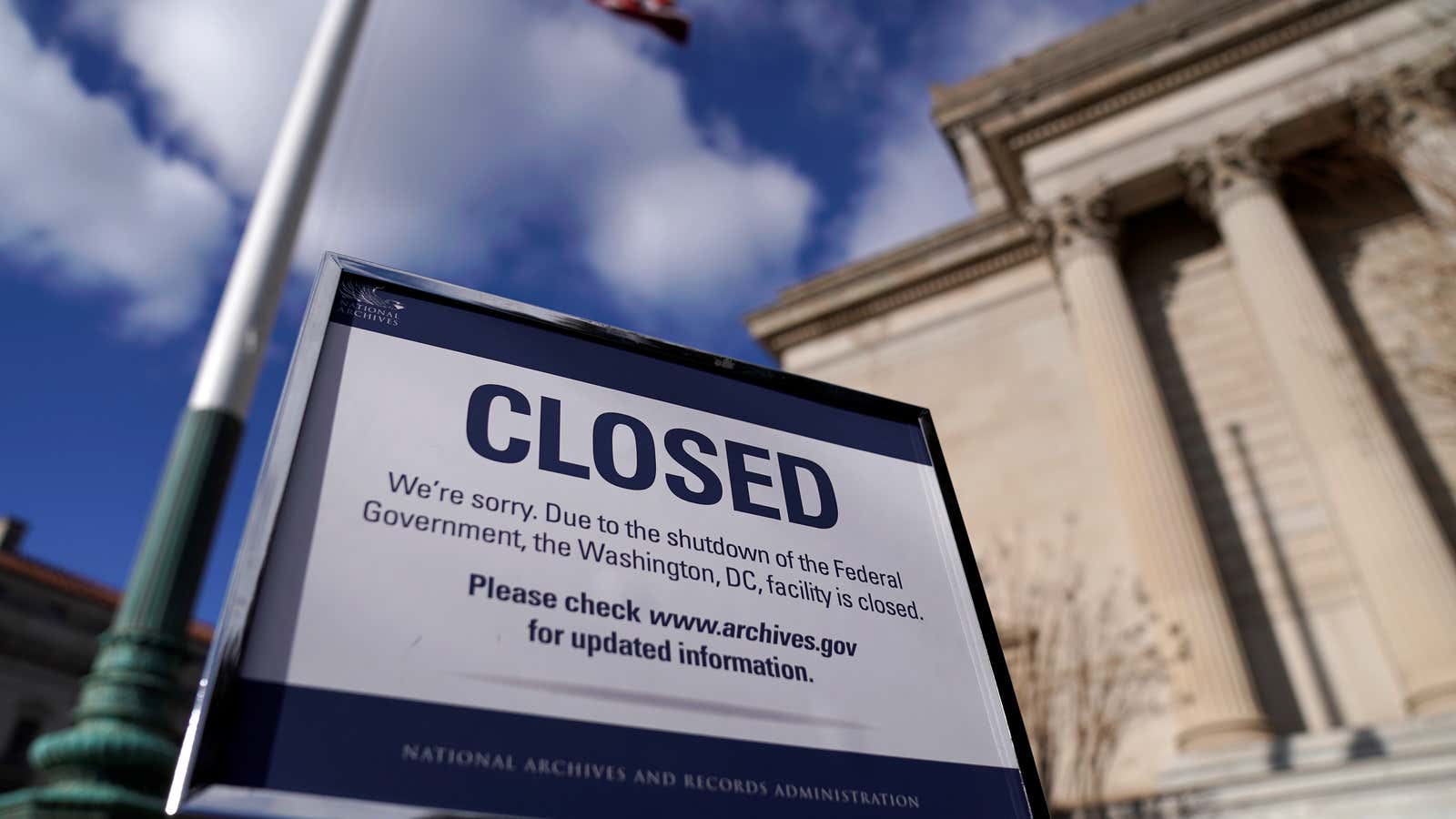 The National Archives, closed down in real life, and online.