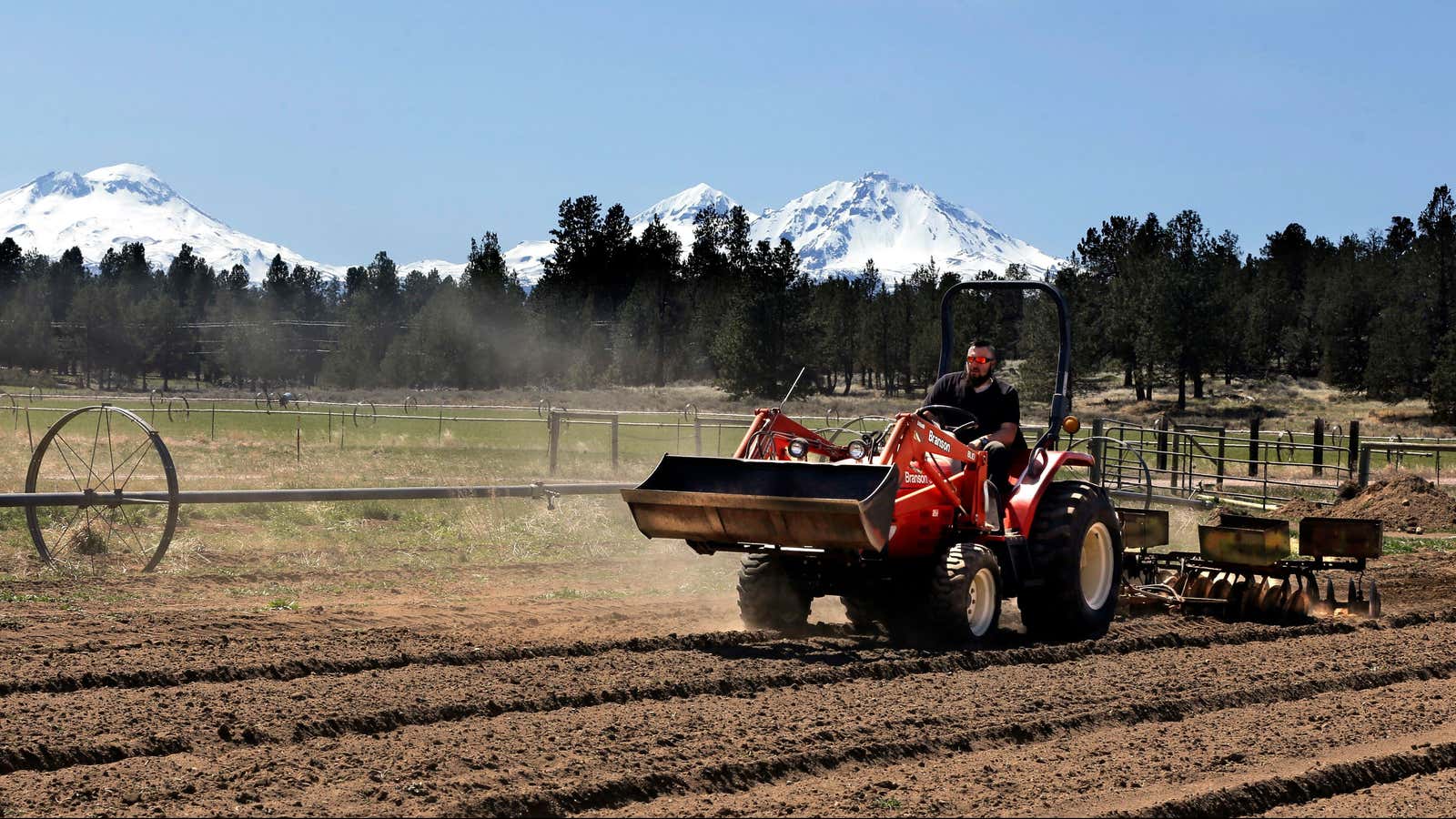 Readying a field for hemp crops in Oregon.