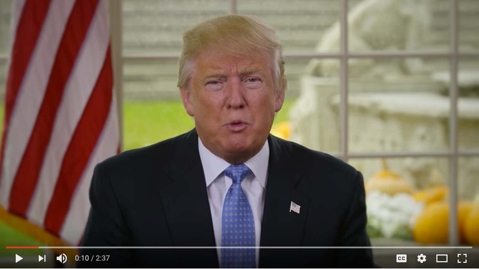 Donald Trump, in a video to Americans, promises to take six actions “on day one”