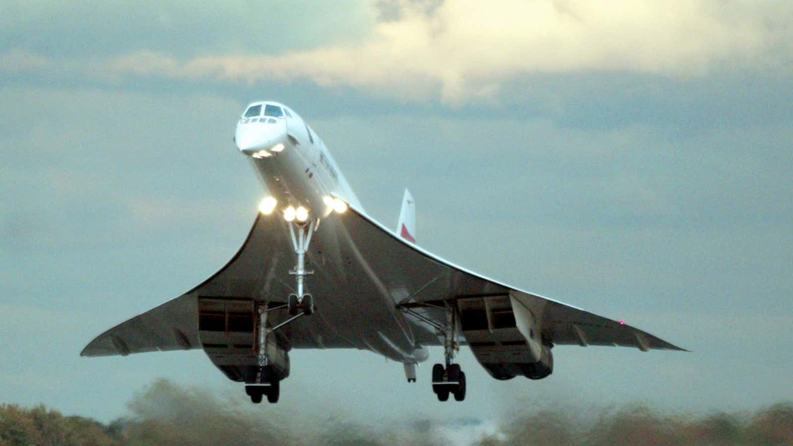 The last British Air Concorde flight to land at New York’s John F. Kennedy Airport comes in for a landing on Oct. 23, 2003.