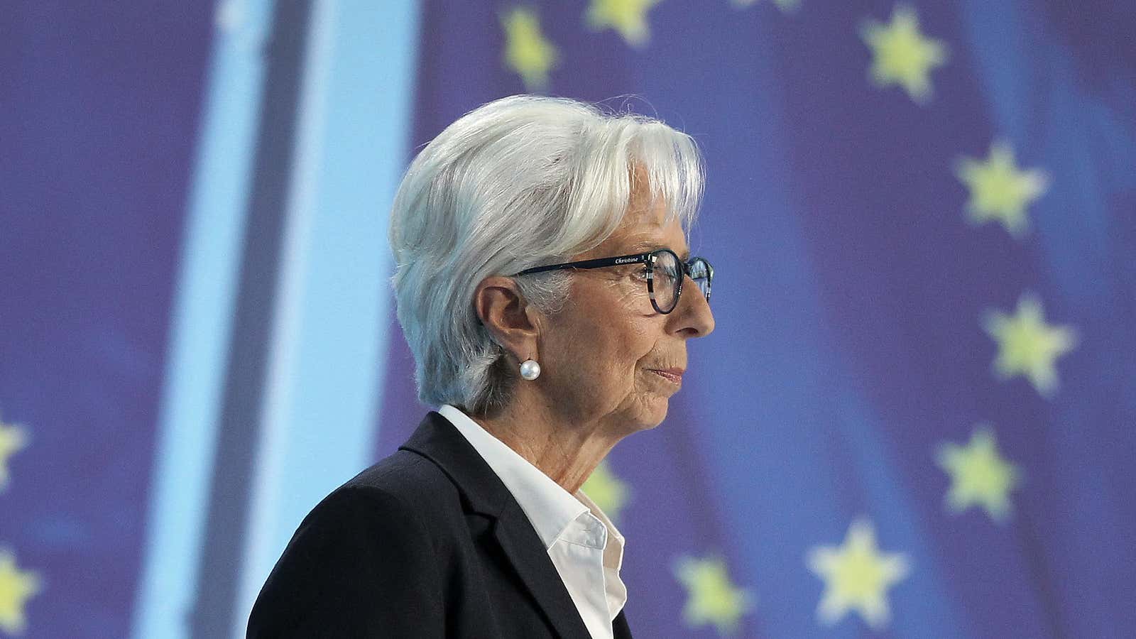 President of the European Central Bank Christine Lagarde holds a press conference on the euro zone monetary policy following the meeting of the governing council of the ECB in Frankfurt am Main, western Germany, on October 27, 2022.