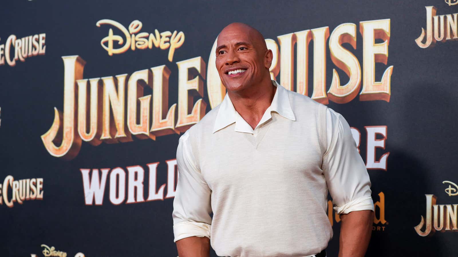 Dwayne Johnson at the premiere for ‘Jungle Cruise’ at Disneyland