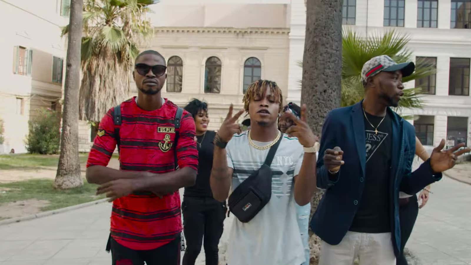 Palermo-based Afrobeats artist RayJeezy (center) in the music video for “Royalty Pt. 2,” featuring Oritsefemi.