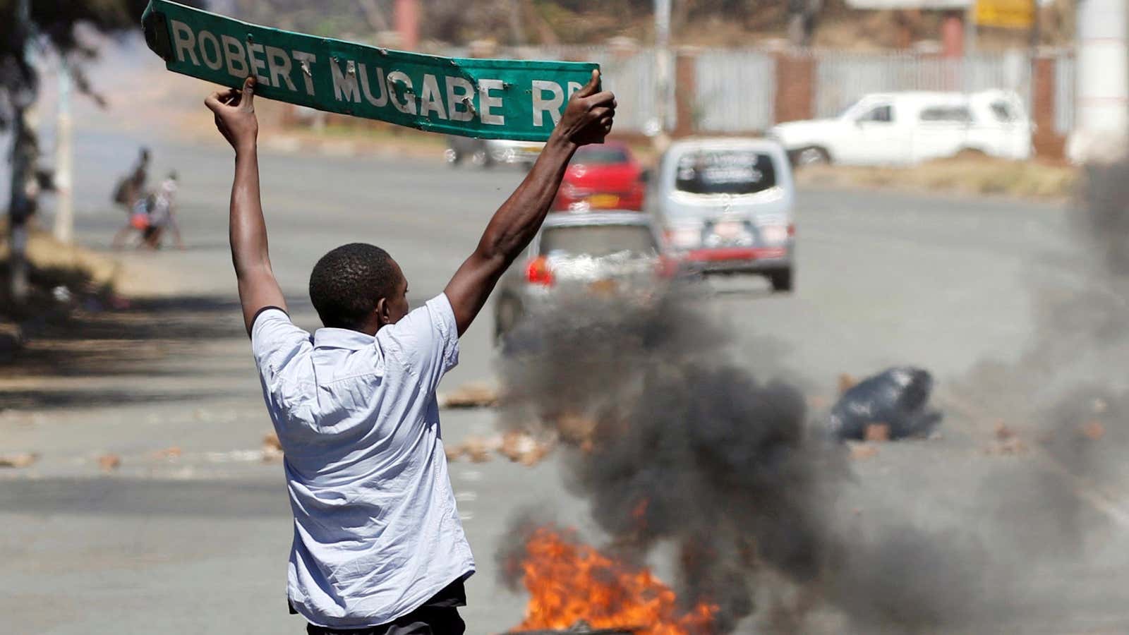 Protesters want Mugabe gone.