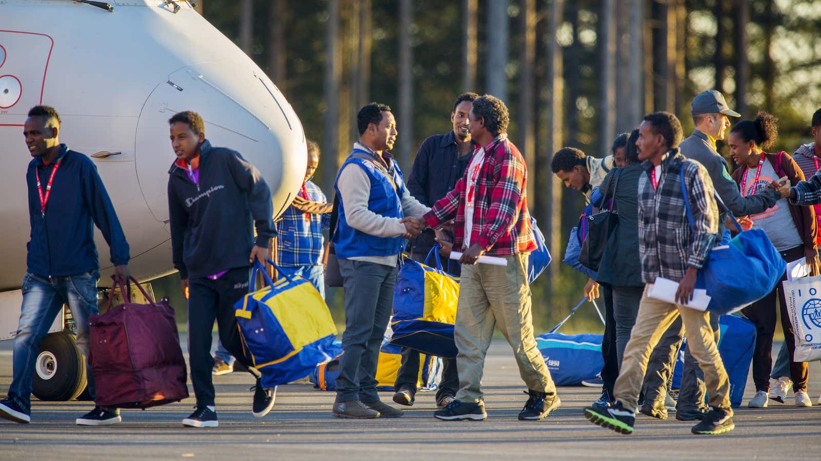 Eritreans arriving in Sweden.
