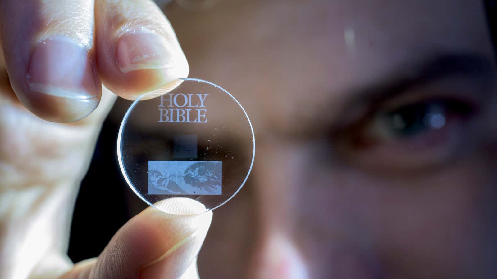 This tiny disc can store the entire Holy Bible for billions of years.