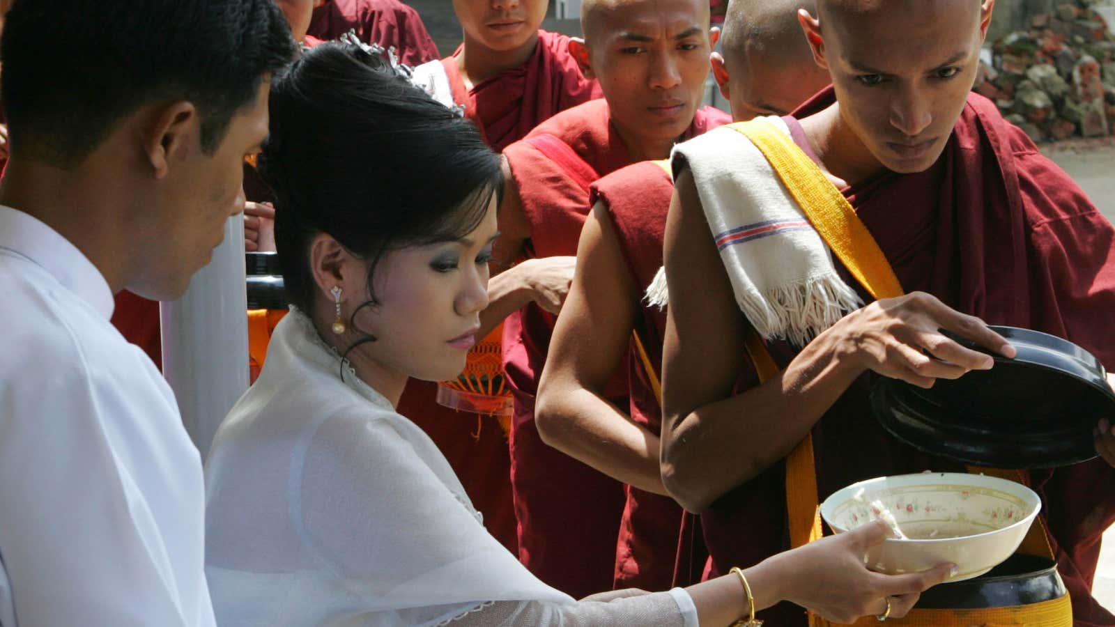 In Myanmar, sometimes monks and newlyweds don’t mix.
