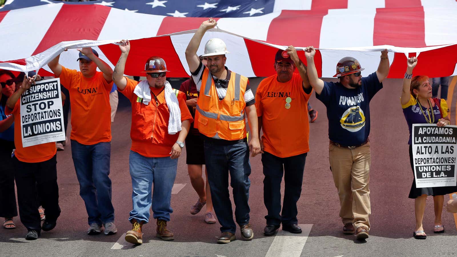 Los Angeles workers march in favor of immigration reform last year.