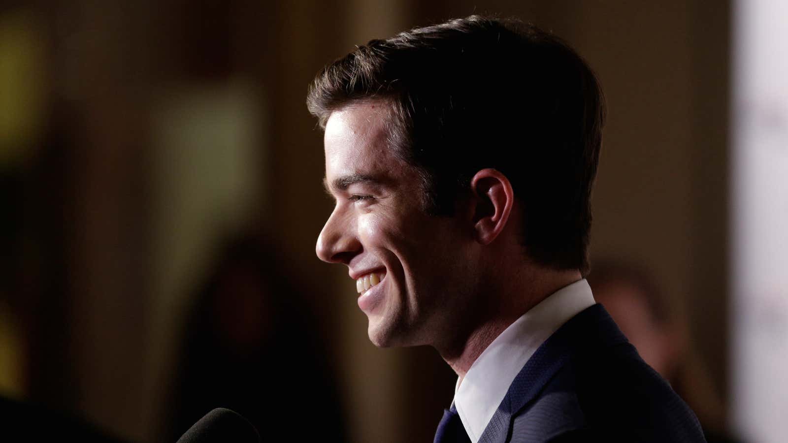 Comedian John Mulaney speaks to the media at a gala honoring David Letterman, who is receiving the Mark Twain Prize for American Humor, at Kennedy…