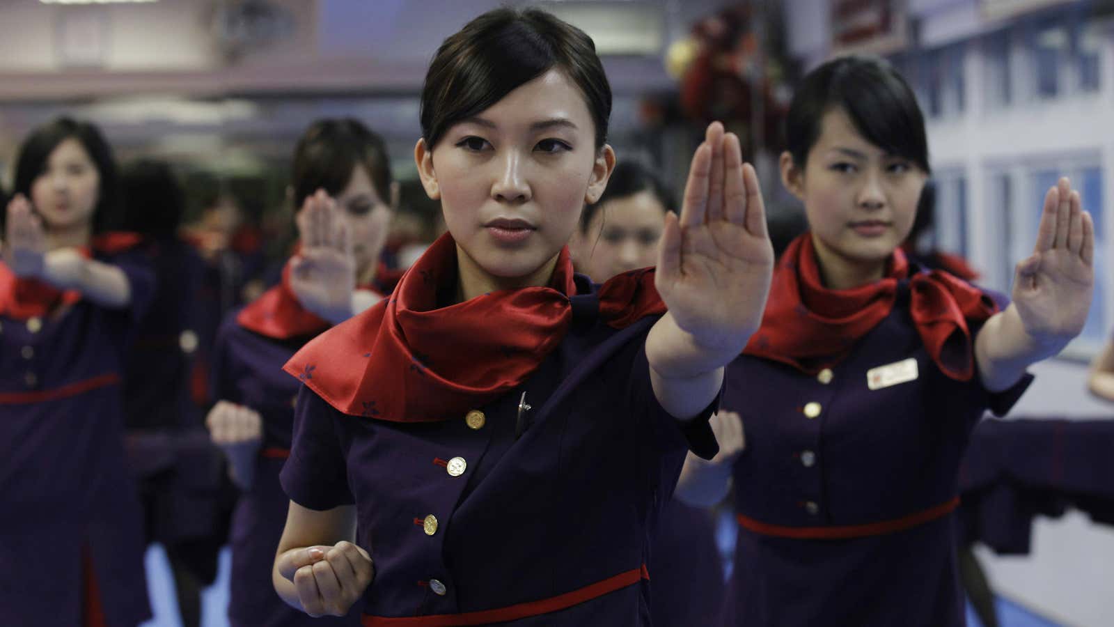 Hong Kong Airlines teaches its flight attendants self-defense.