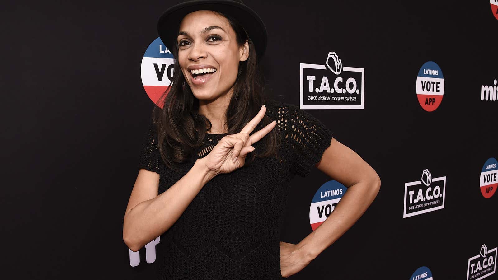 Actress Rosario Dawson at Mitú’s voter registration event in May.