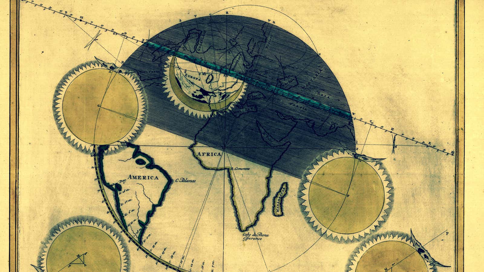 July 25, 1748 eclipse map by Simon Panser.