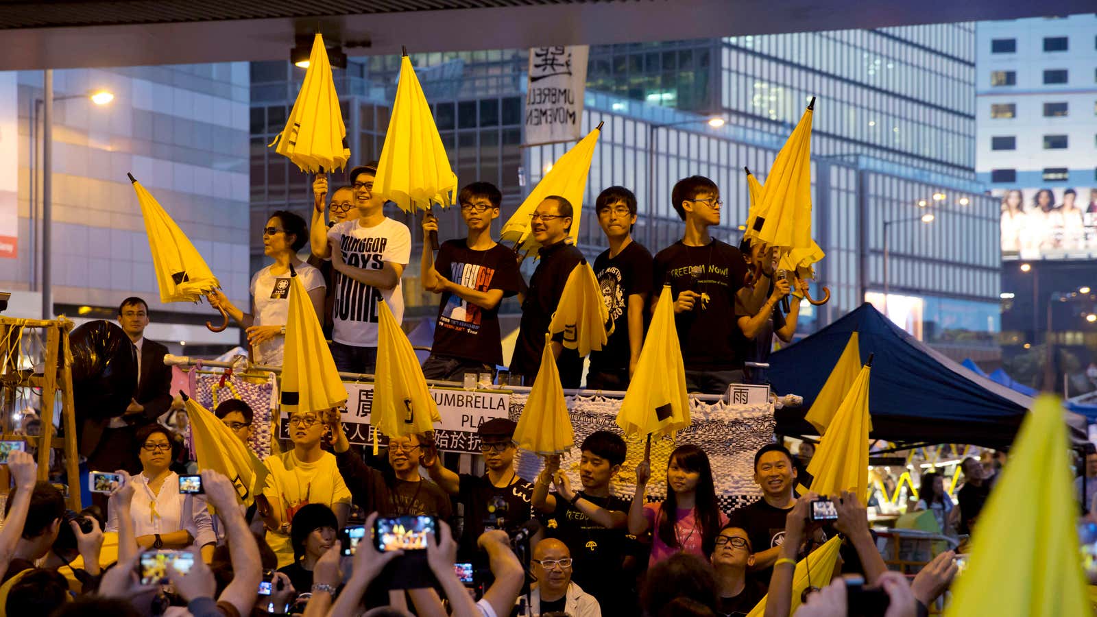 An Umbrella Revolution demonstration in Hong Kong in October 2014.