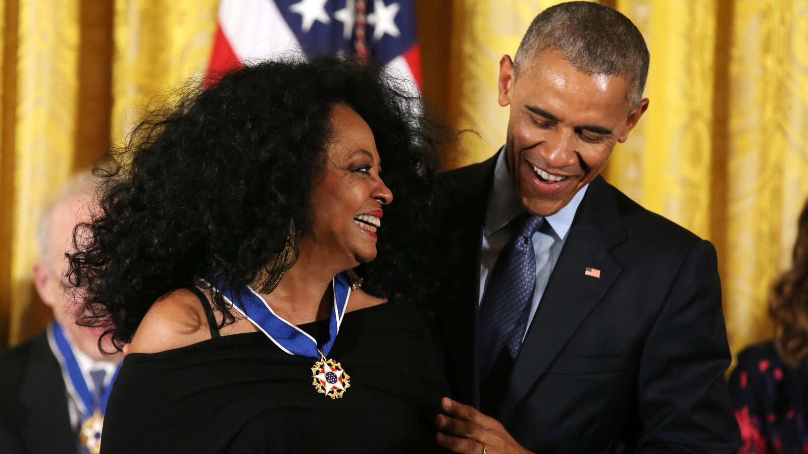 Obama with singer Diana Ross.