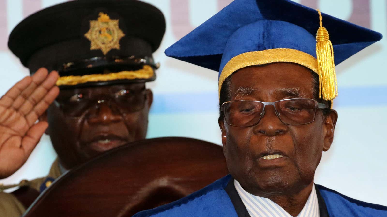 President Mugabe attends a university graduation ceremony in Harare on Nov. 17