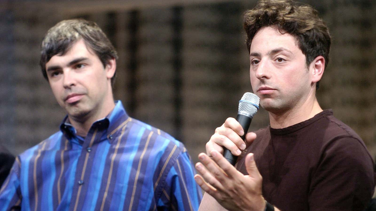 Google co-founders Sergey Brin (right) and Larry Page, in 2007.