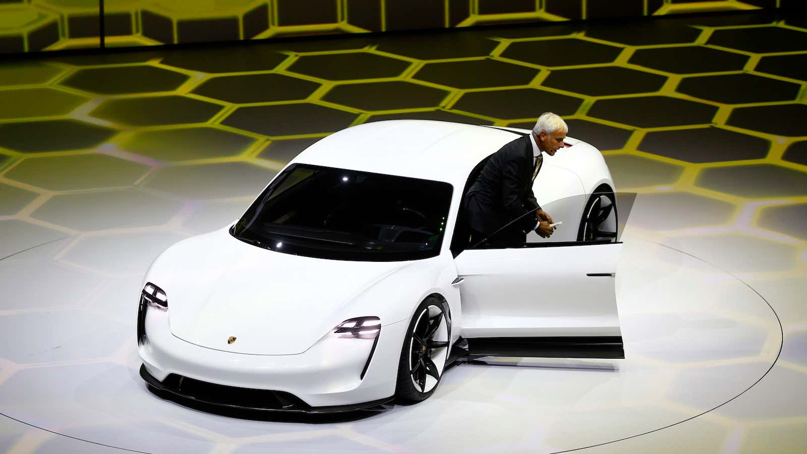 The Mission E, revealed in 2015, becomes a real car—the Taycan—in 2020.
