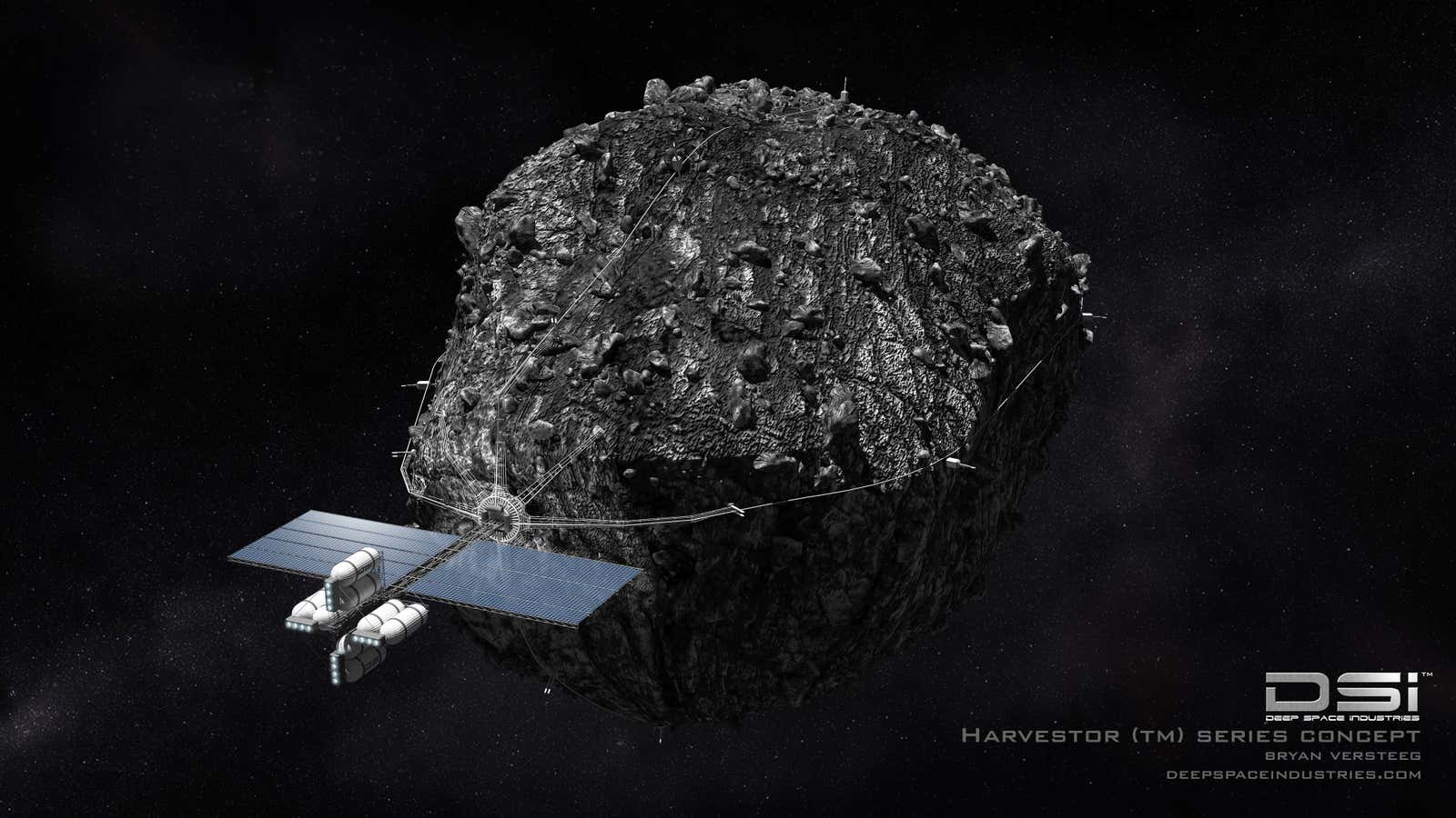 Deep Space Industries thinks it can make big bucks if it can use this “deep space harvester” to mine galactic materials.