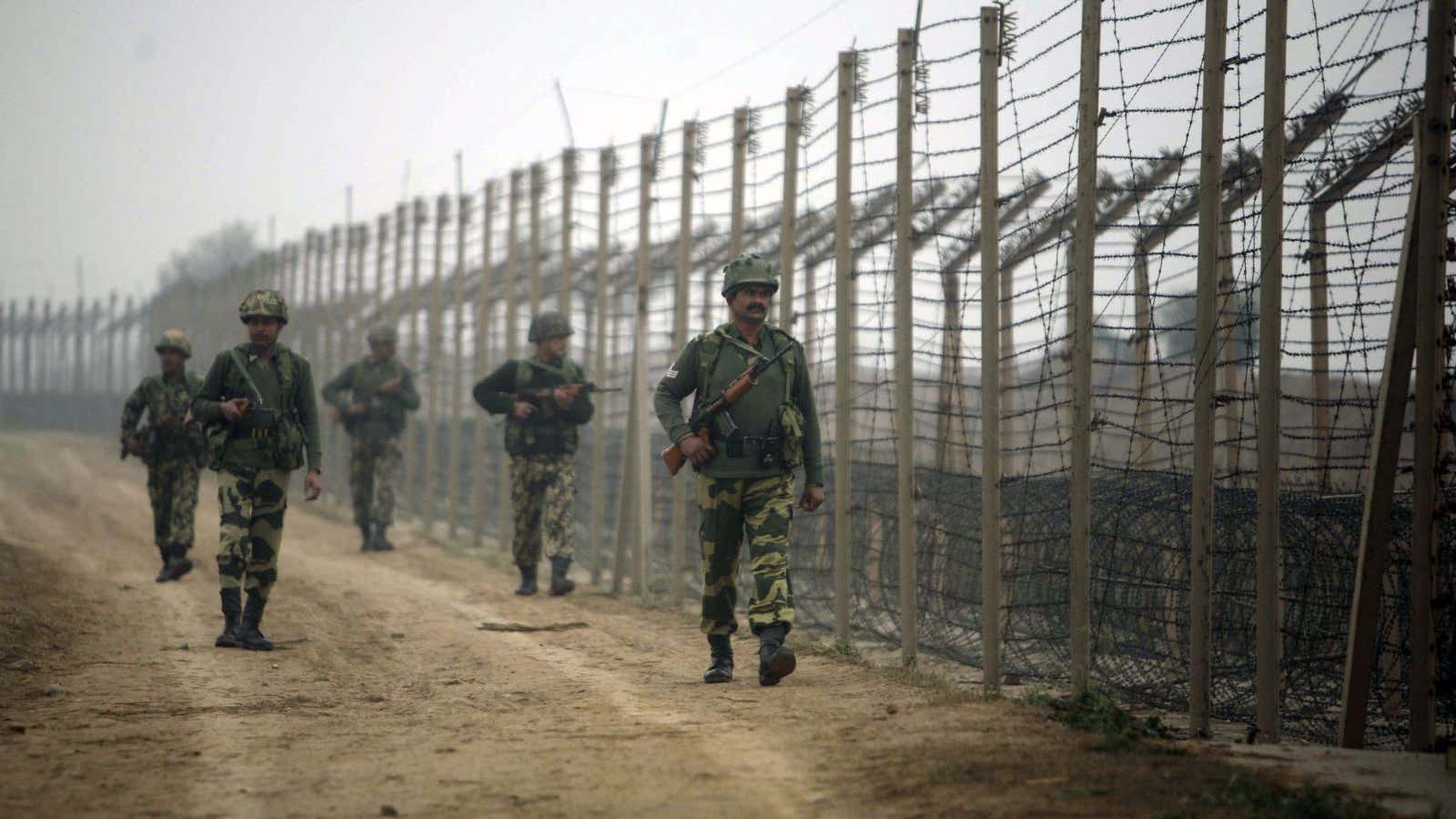 Almost 2,000 kilometres of the India-Pakistan border is now fenced