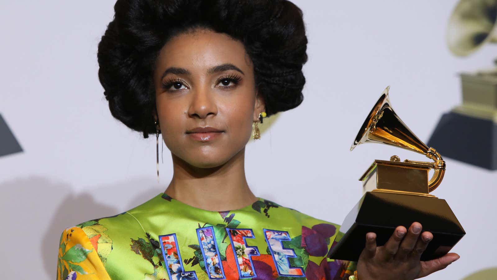 Jazz artist Esperanza Spalding at the 2020 Grammys in LA.