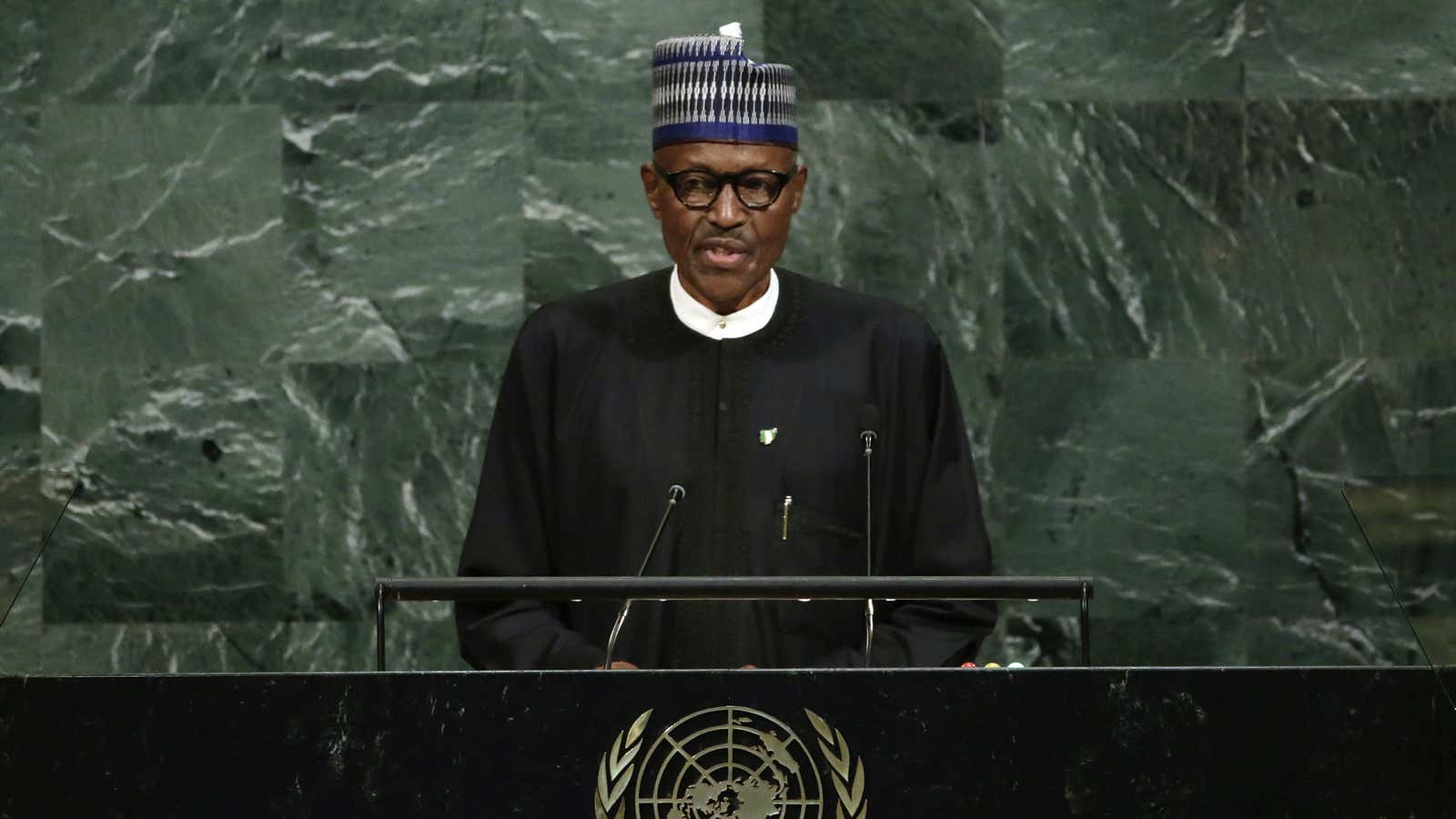 Buhari at the United Nations General Assembly.