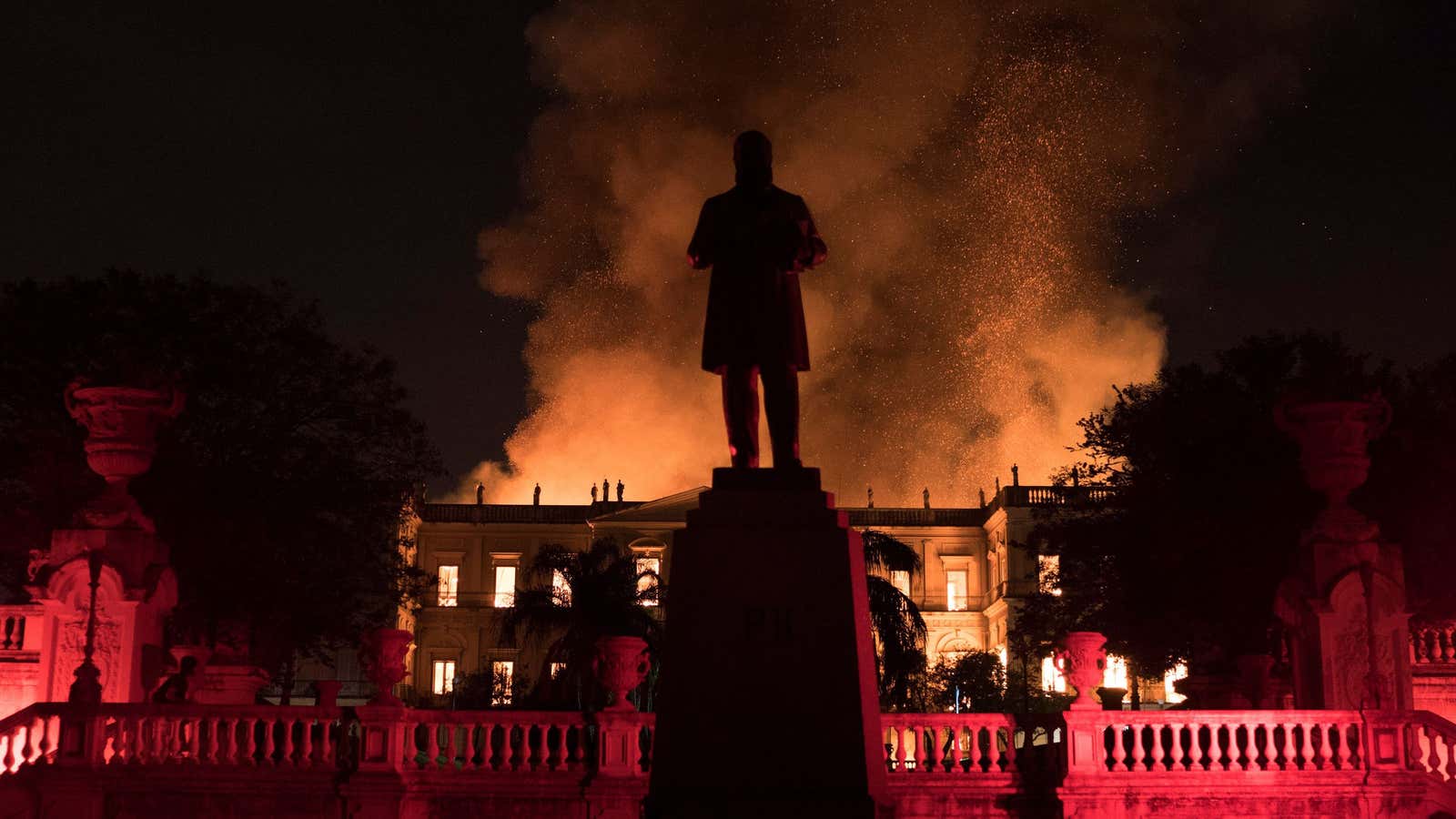Flames engulf the National Museum of Brazil, in Rio de Janeiro.
