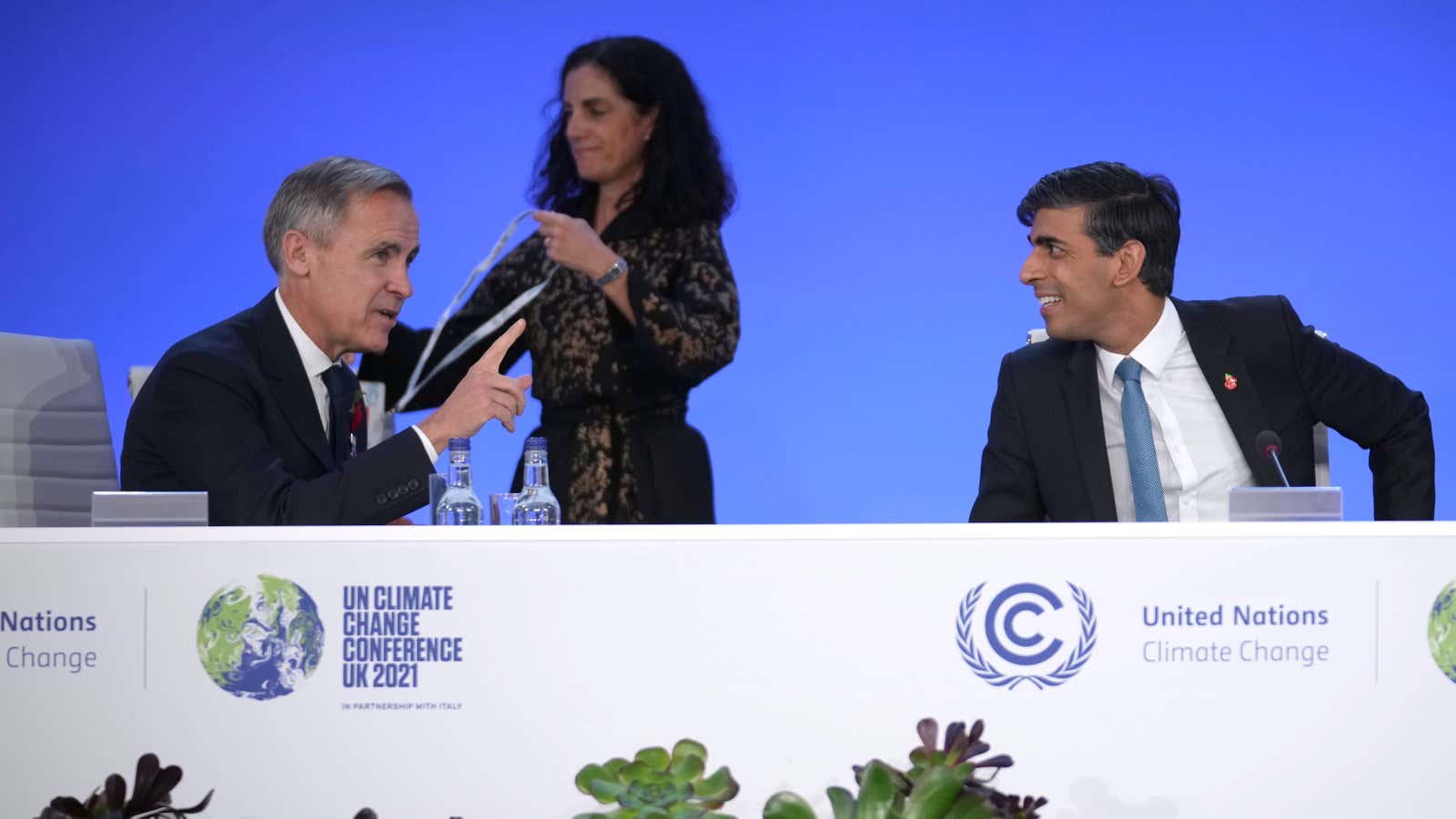 UK chancellor of the exchequer Rishi Sunak and Mark Carney, chair of the Glasgow Financial Alliance for Net Zero, have been wrangling new net zero commitments from financial institutions at COP26.