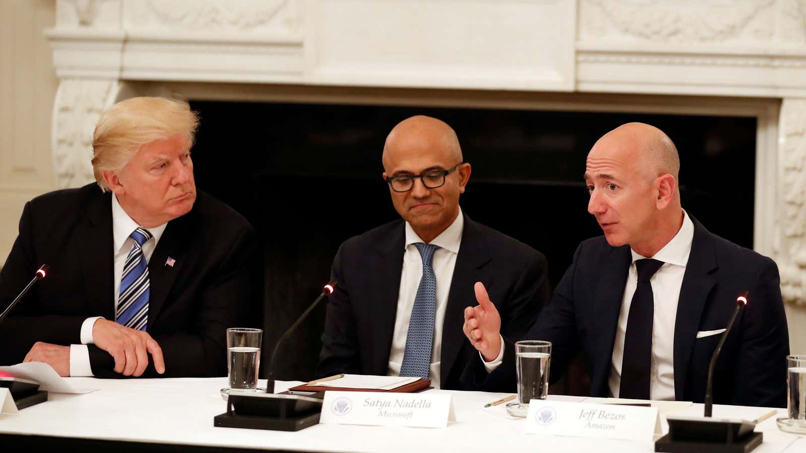 Trump wants to double delivery rates on Jeff Bezos’ Amazon.