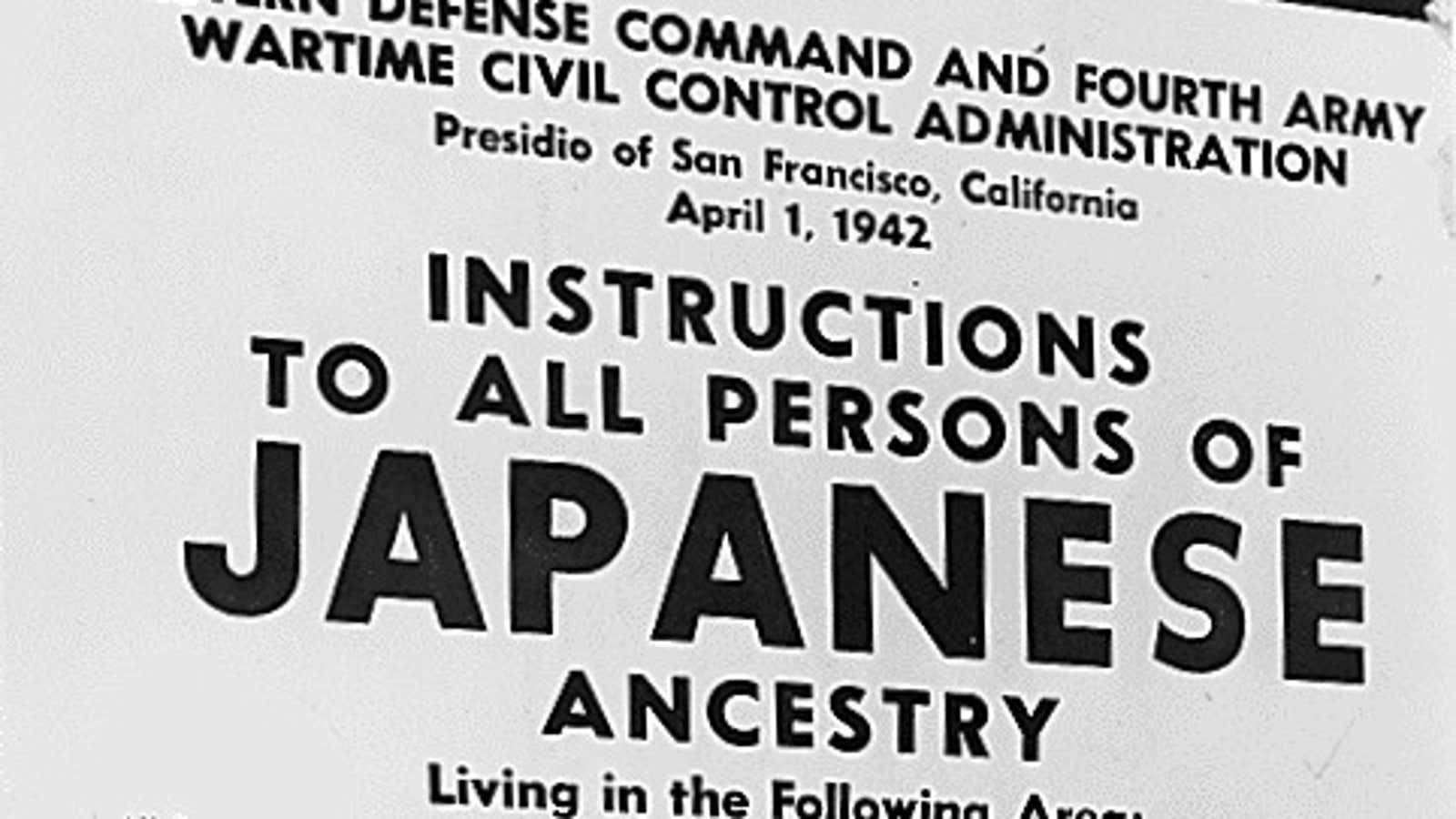 Instructions posted in 1942  in San Francisco.