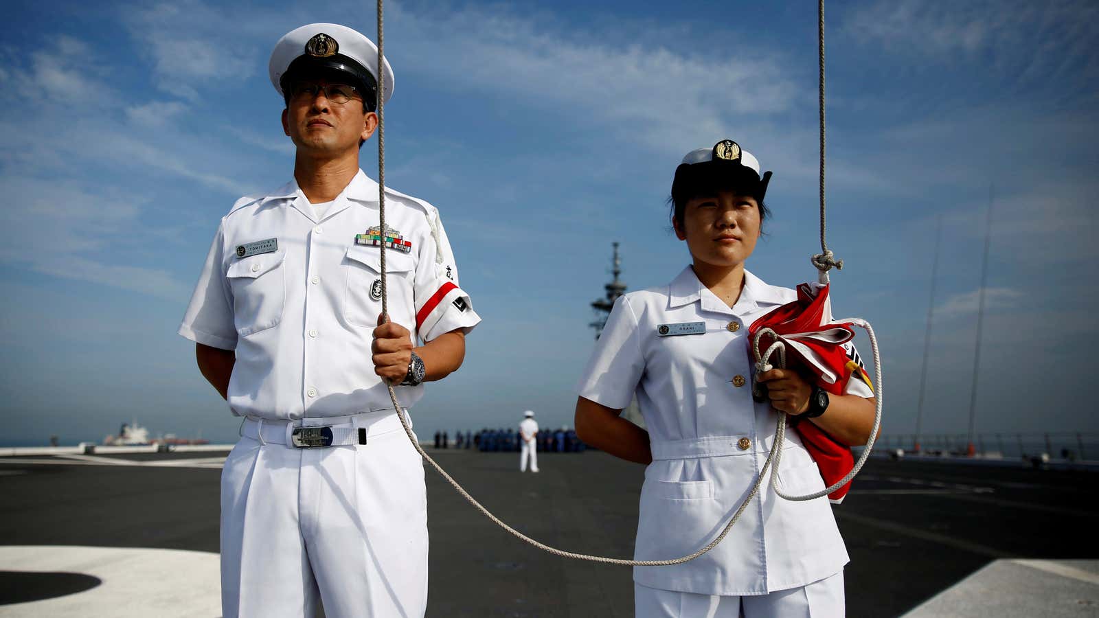 Japan’s male and female sailors demonstrate gender equality.