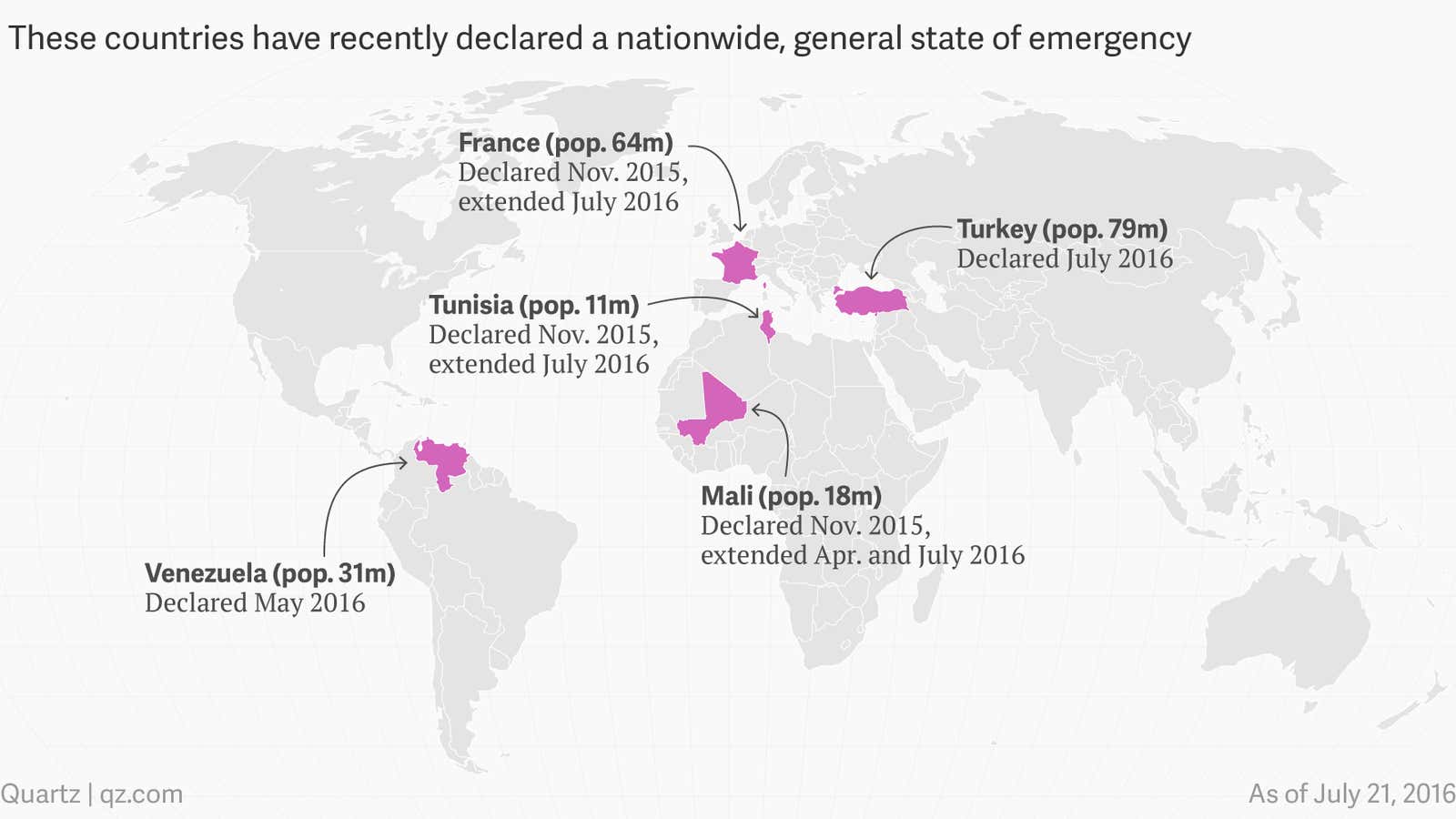 The world’s depressing state (of emergency) in 2016, mapped