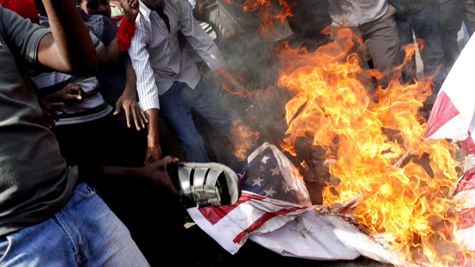 Indians are burning flags in protest of a diplomat’s recent arrest.