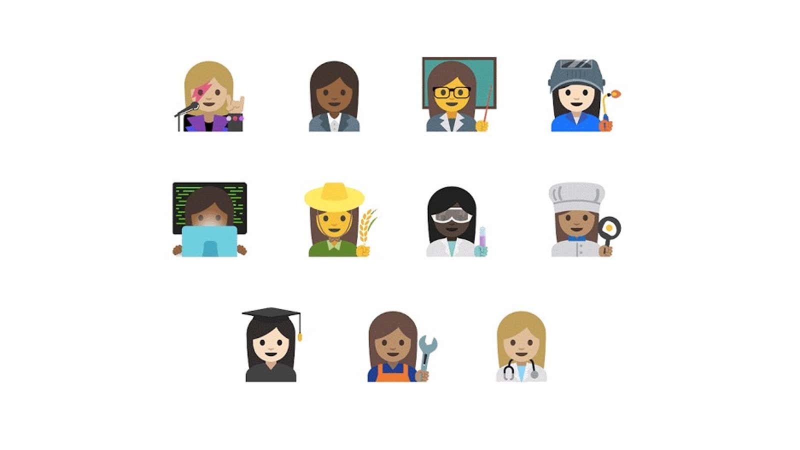 Here are the 11 new gender-defying emoji of women.
