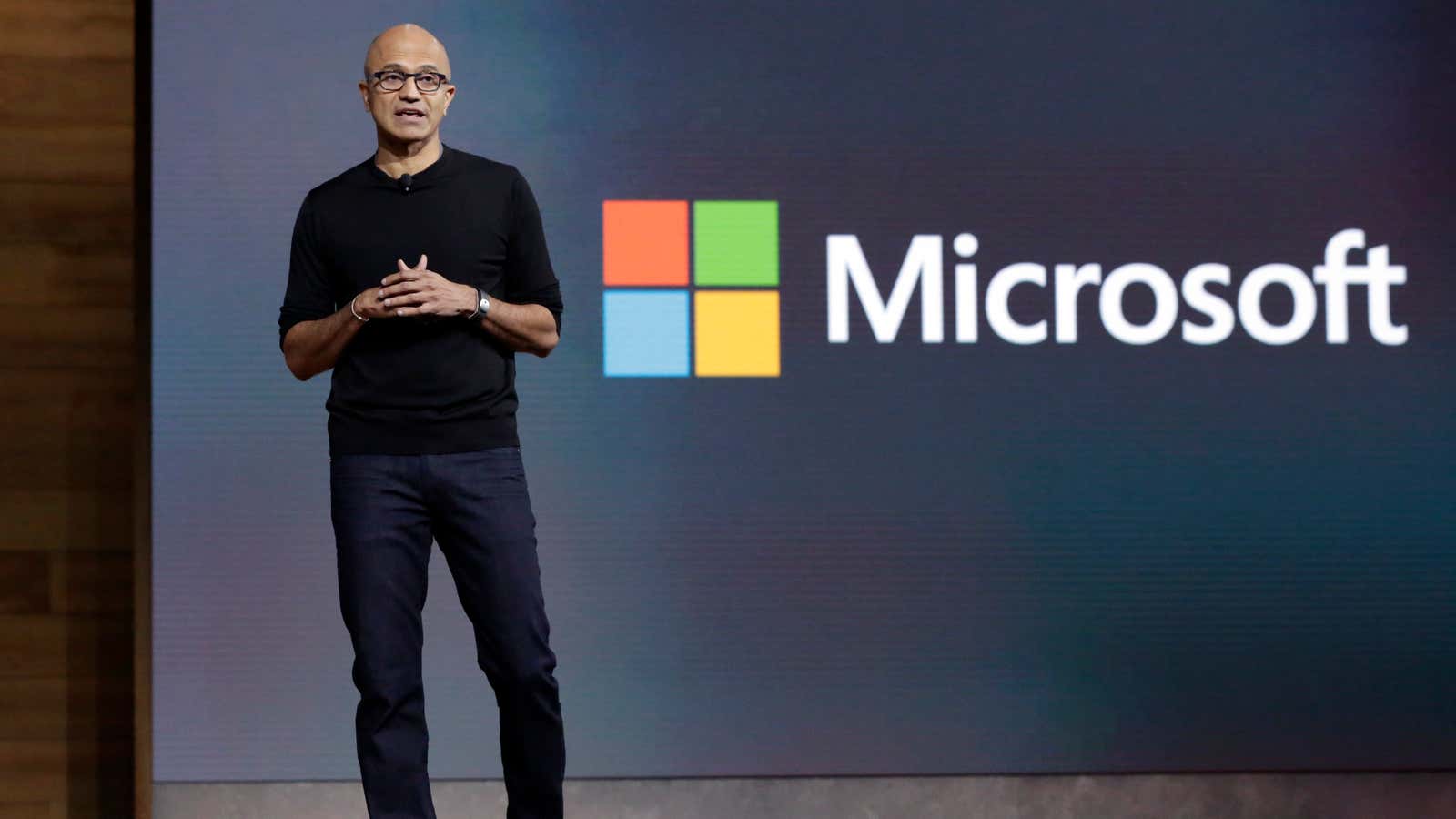 CEO Satya Nadella capped off a packed morning in New York.