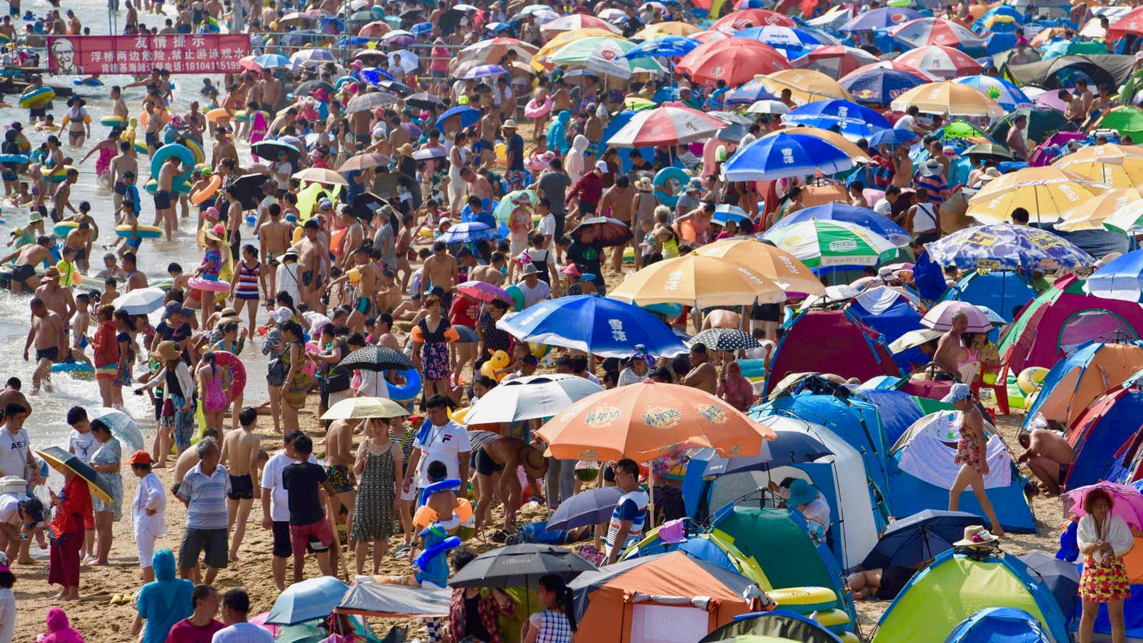 A day at the beach in Dalian, Liaoning province, China.
