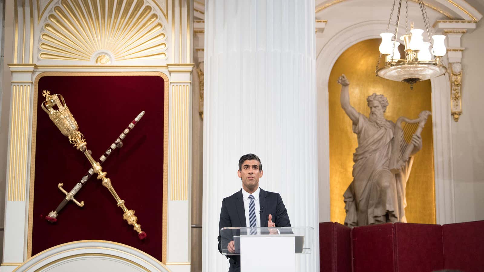 Rishi Sunak delivers his annual Mansion House speech in London.