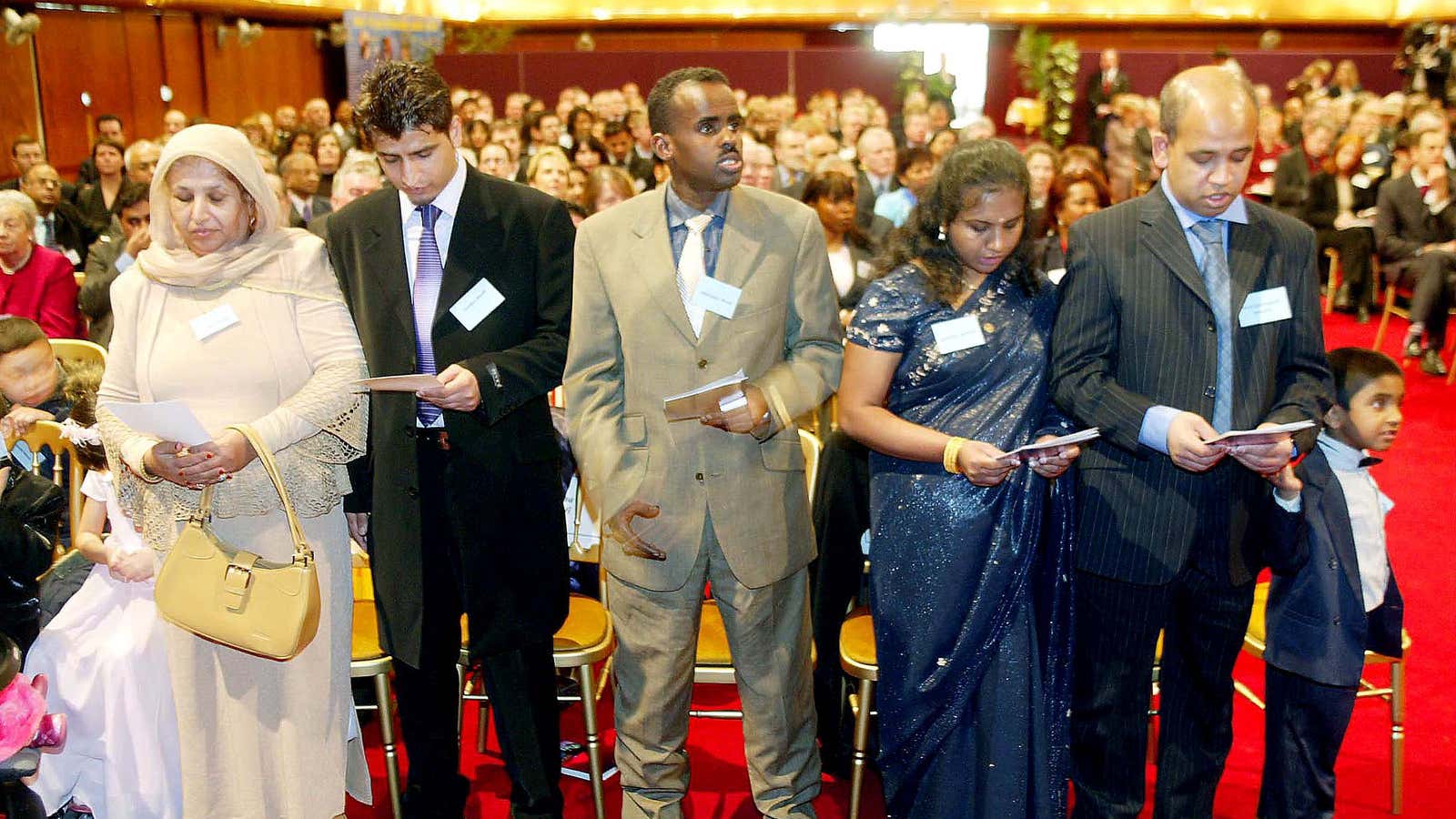 A citizenship ceremony in London.