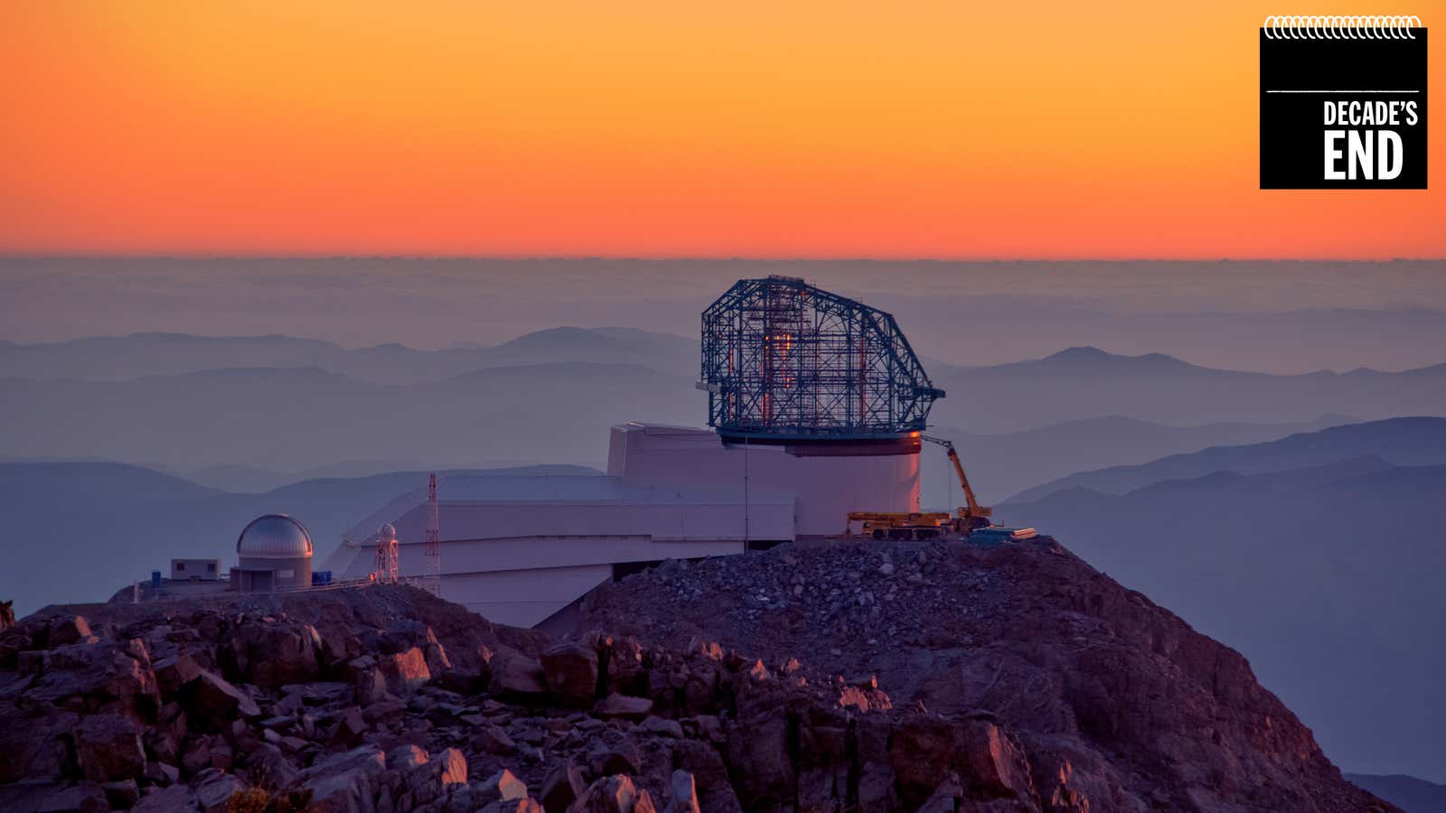 This photo of LSST at sunset was taken from behind the nearby Gemini telescope. 