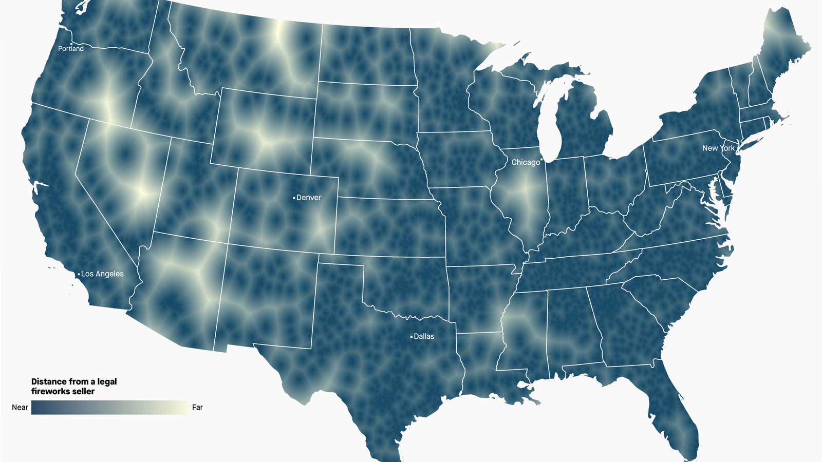 The places in the US that are the farthest from fireworks