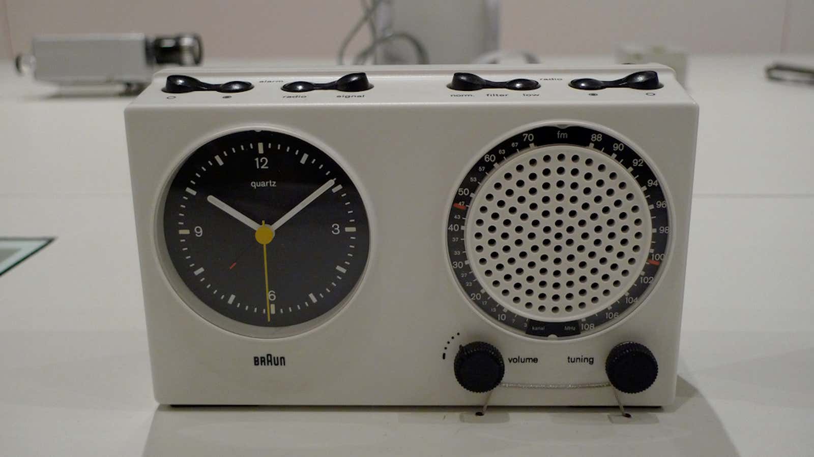 Dieter Rams’ famous alarm clock speaks to his sleek, minimalist style.
