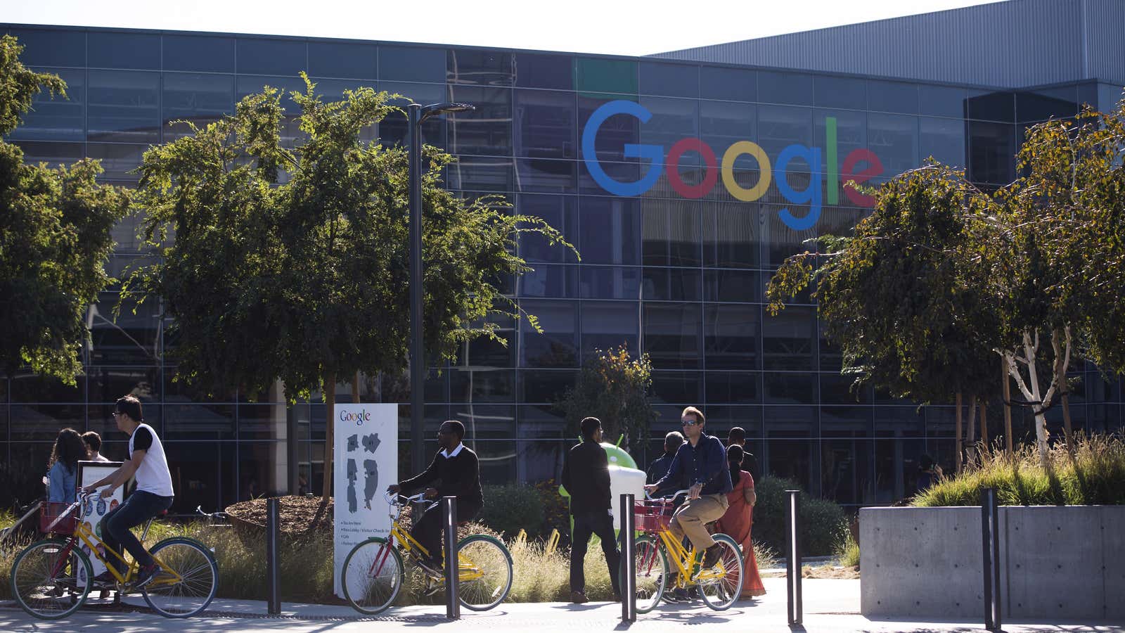 Google’s headquarters in Mountain View, California. Google, like other US tech companies, heavily utilizes the H-1B visa program to source skilled talent from overseas.