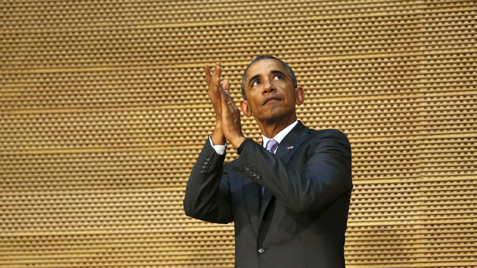 Obama after remarks to the African Union in Addis Ababa in 2015.