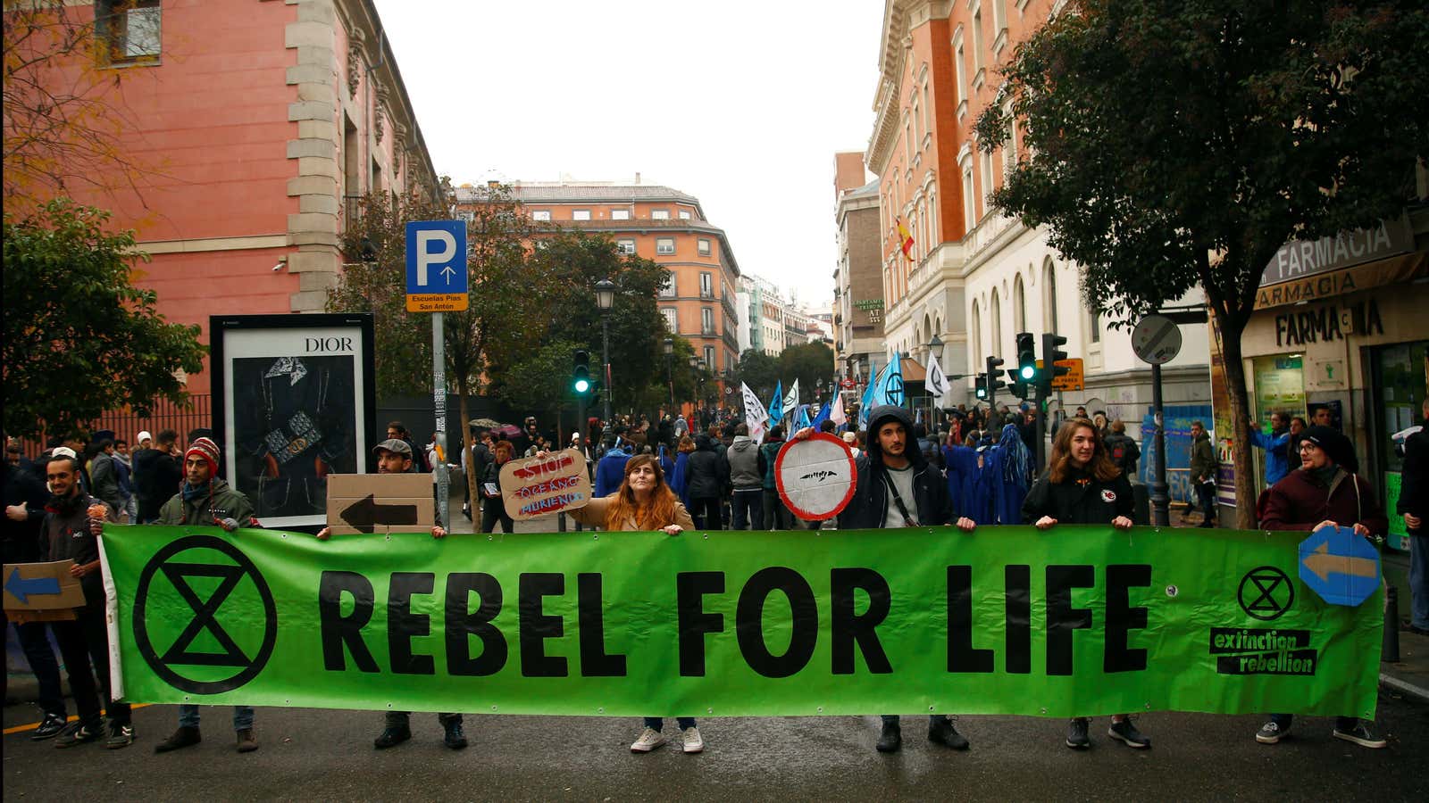 Another self-organized Extinction Rebellion protest for the environment.