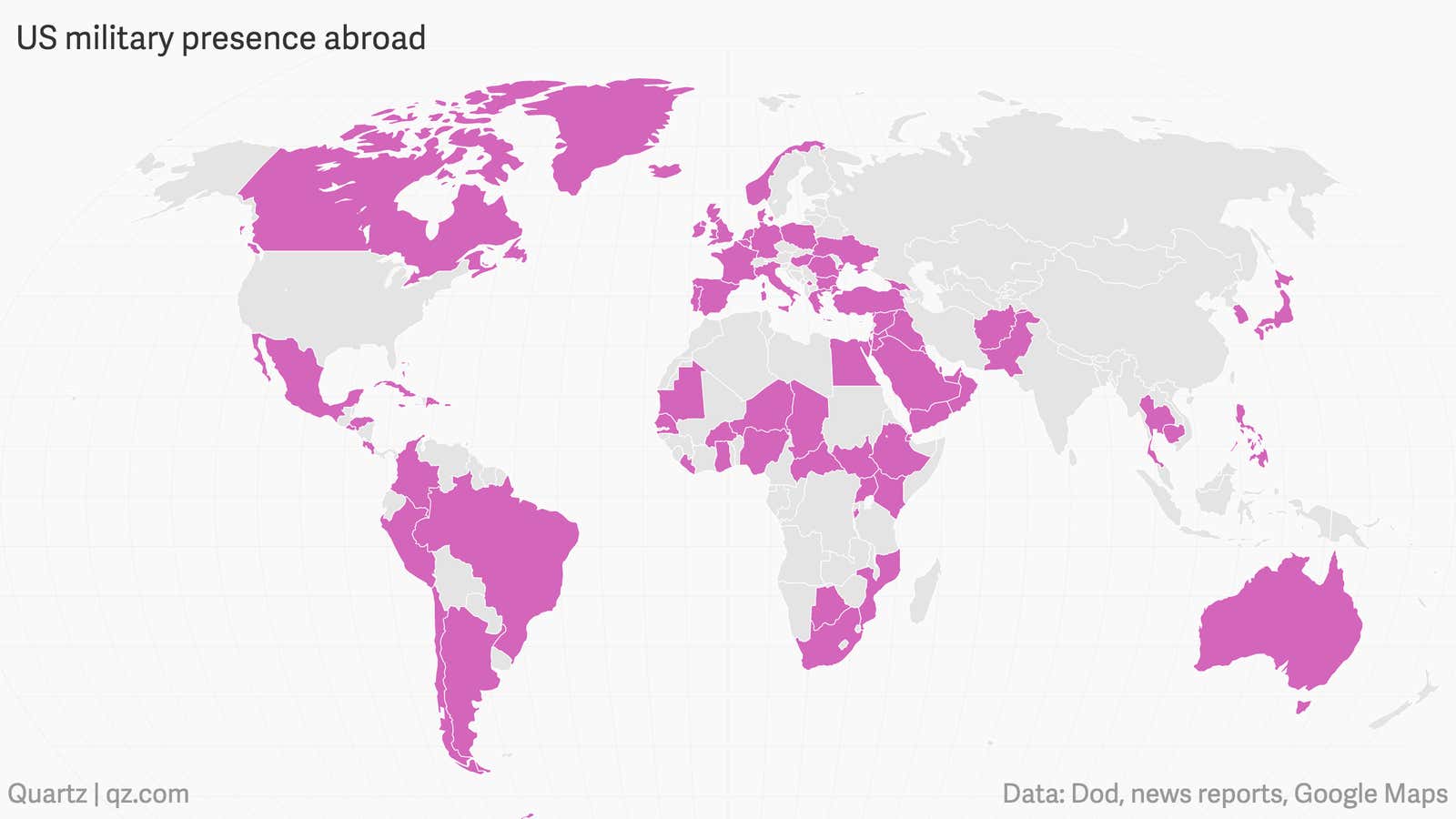 These are all the countries where the US has a military presence