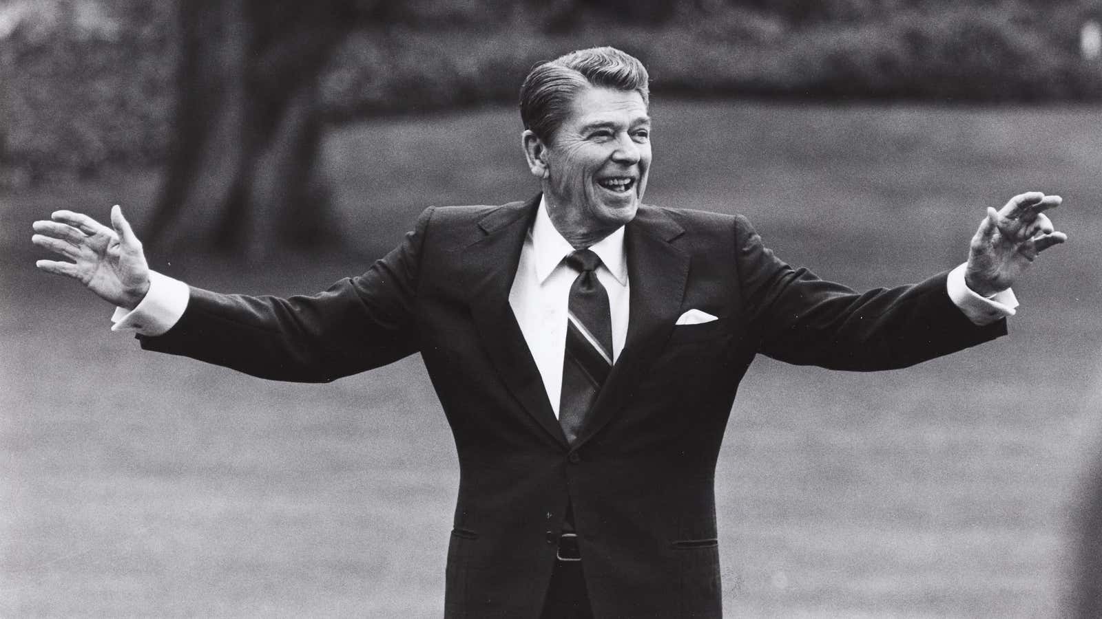 The Gipper: Remembered for good economic times, not large deficits.