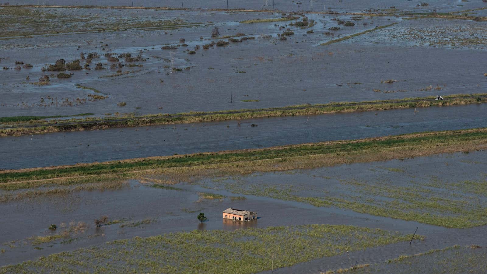 A home surrounded by flood waters in Beira on March 24.