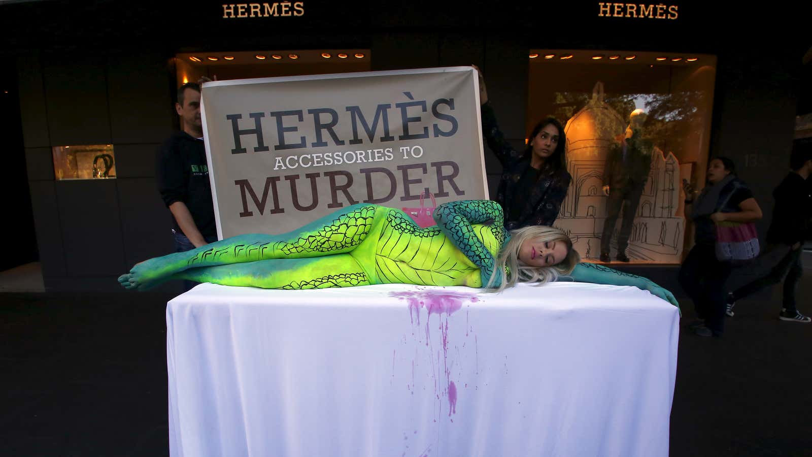 PETA’s latest protests against Hermès have taken a subtler tone.